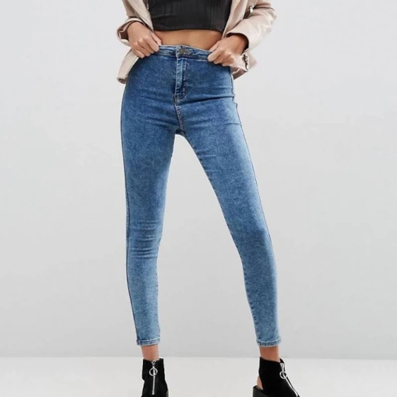 ASOS Super High Rise Dark Blue Acid Wash Jeans 28 - Picture 1 of 8